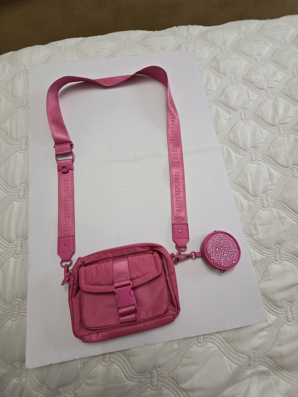 Steve Madden Hot Pink Crossbody Camera Bag with Coin Pouch